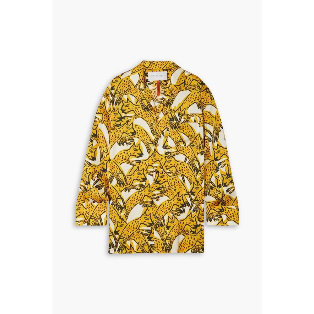 AZ Factory Thebe Magugu Amigos Jumping Printed Silk-twill Shirt - 2 - Yellow